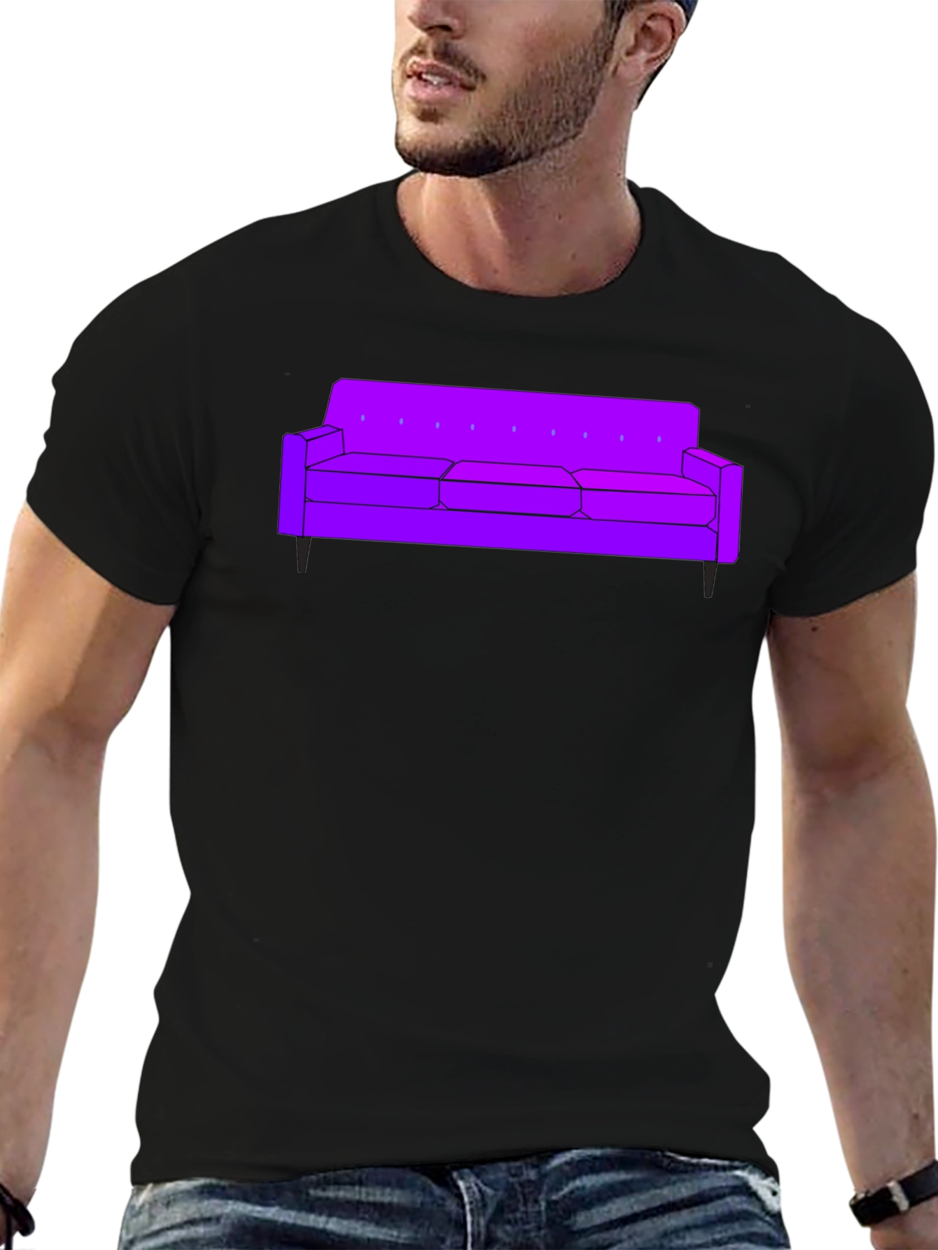 Black Purple Couch Graphic Tee - Modern Comfort view 6