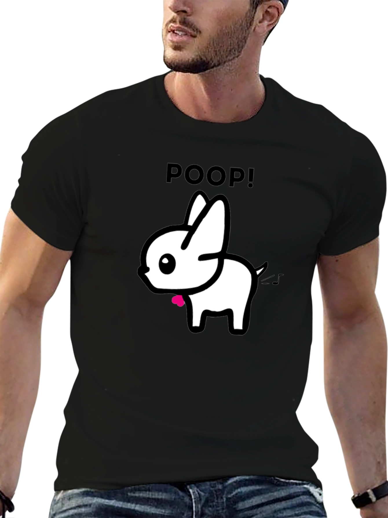 Black Funny Poop Dog Black Graphic T-Shirt view 6