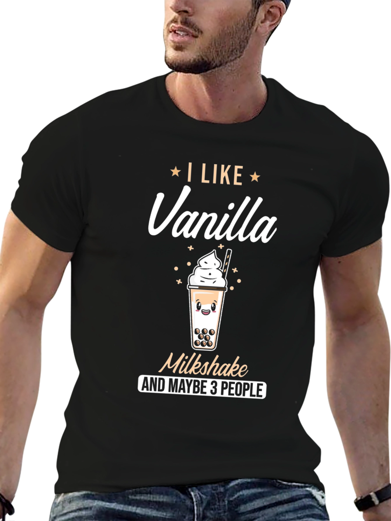 Black I Like Vanilla Milkshake T-Shirt view 6