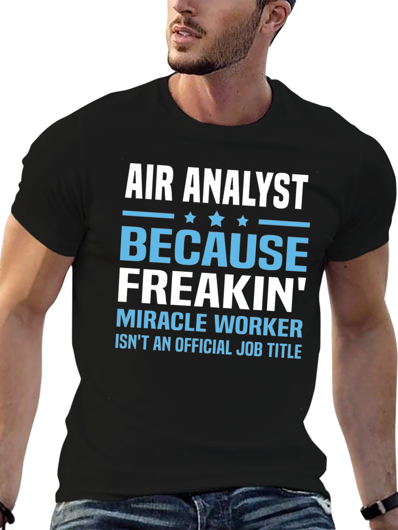 Black Air Analyst Funny Job Title T-Shirt view 6