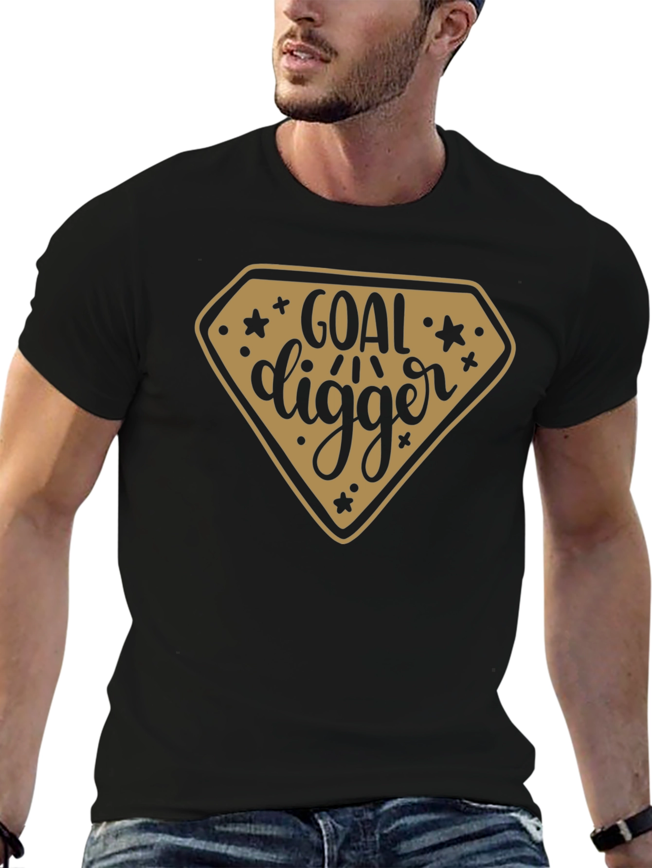 Black Goal Digger Graphic T-Shirt - Black view 6