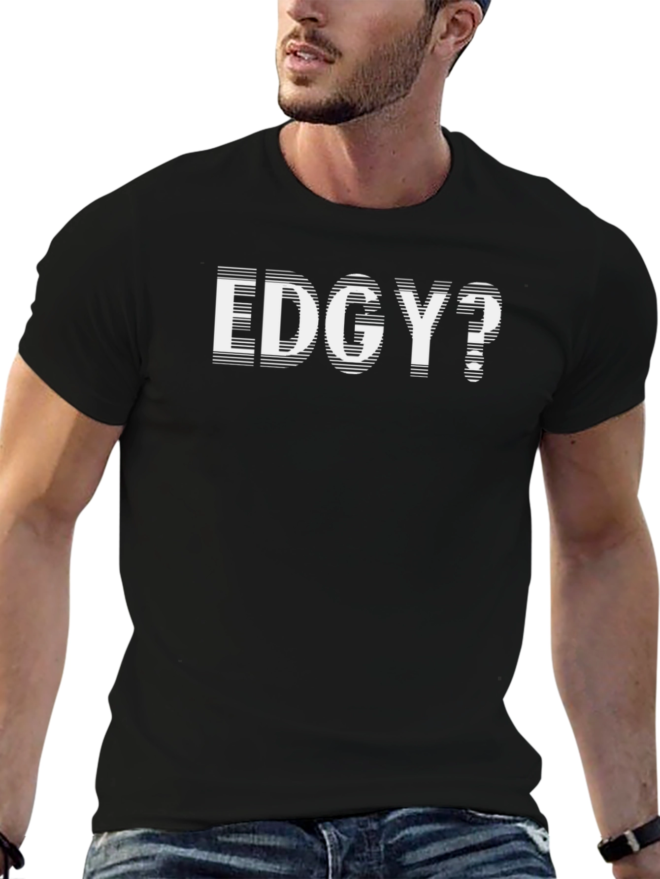 Black Edgy Question Graphic Black T-Shirt - Mens view 6