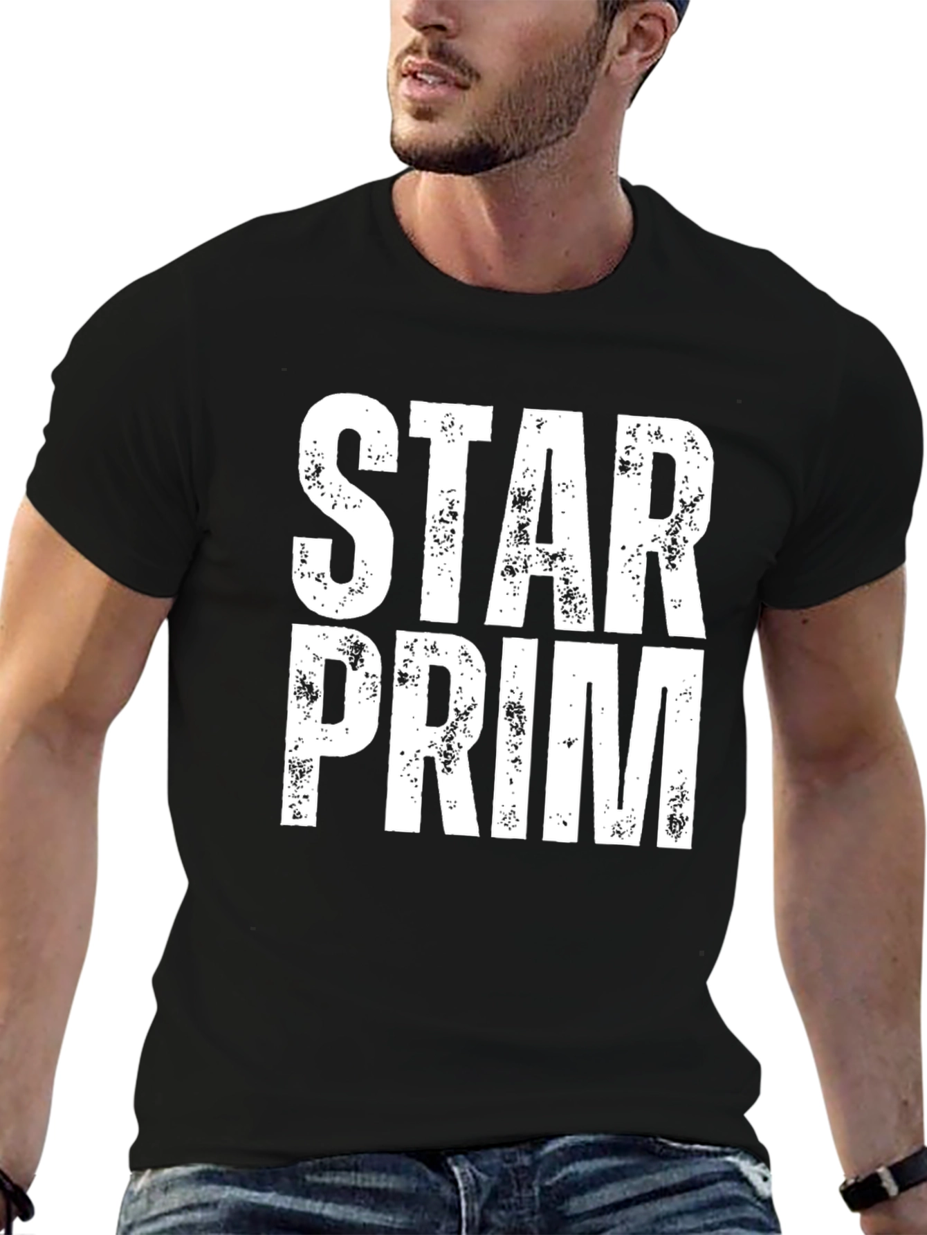 Black Star Prim White Print Black Tee view 6