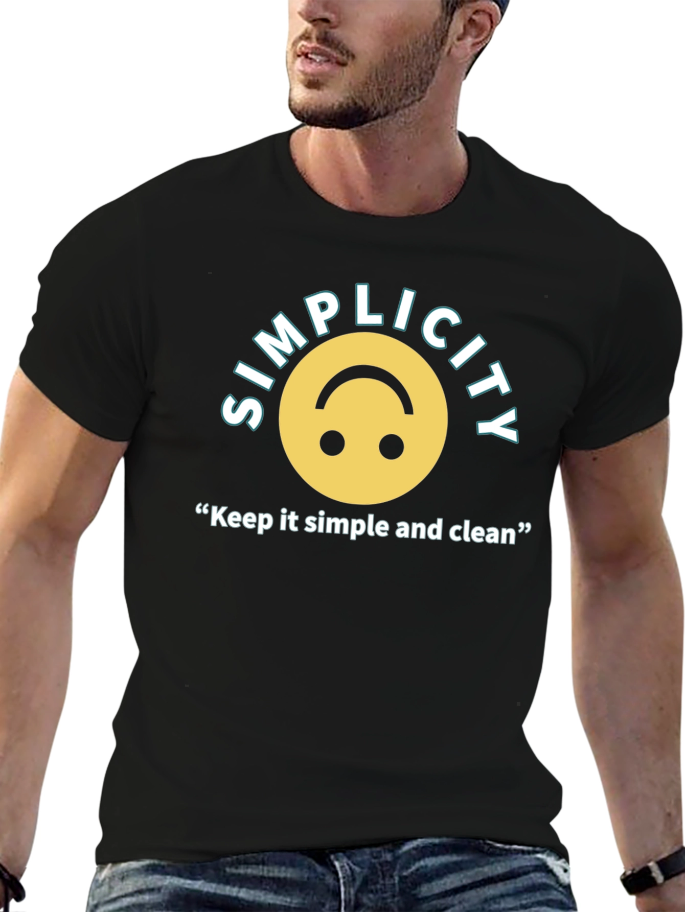 Black Simplicity T-Shirt: Keep it Simple & Clean - Unisex Cotton Tee view 6