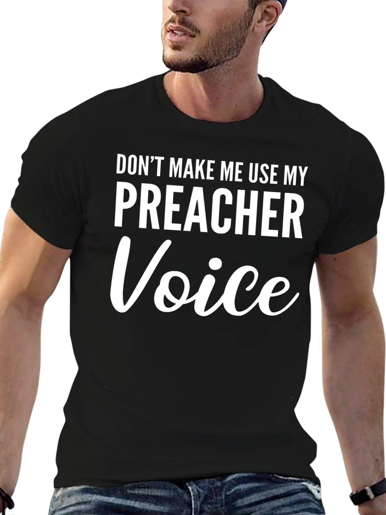 Black Preacher Voice T-Shirt - Funny Novelty Tee view 6