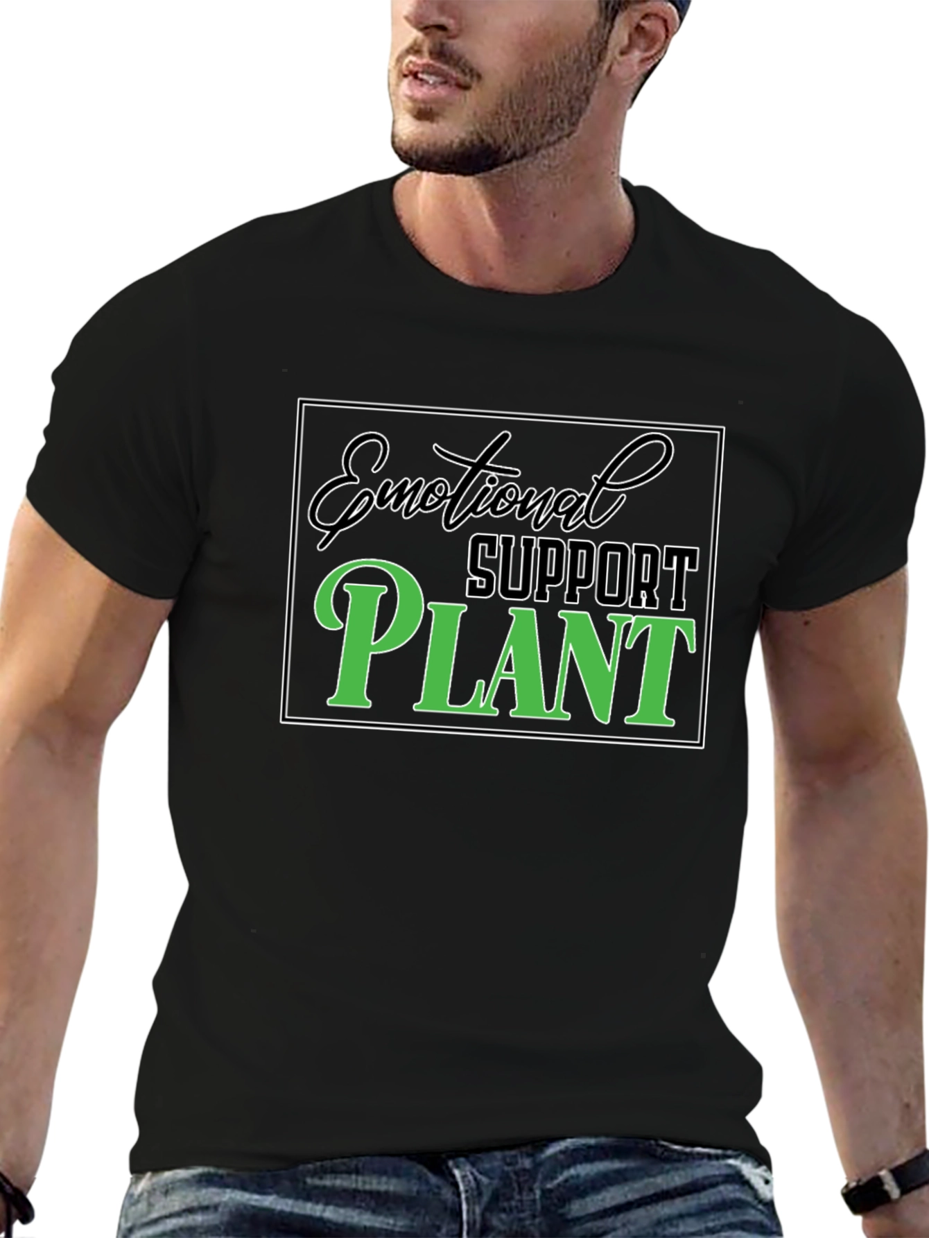 Black Emotional Support Plant Graphic T-Shirt view 6