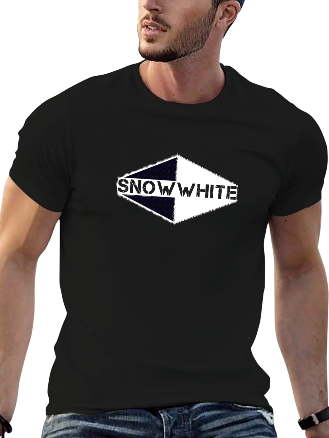 Black Snow White Diamond Graphic Tee - Black view 6