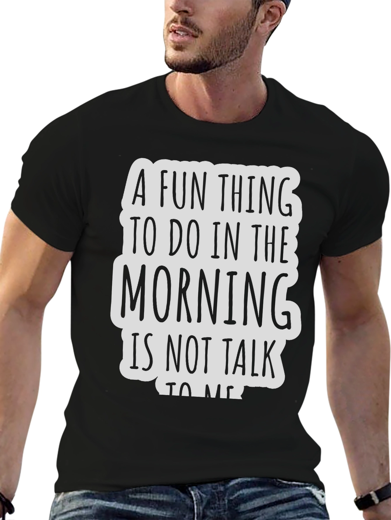 Black Funny Morning Introvert Graphic Tee - Black view 6