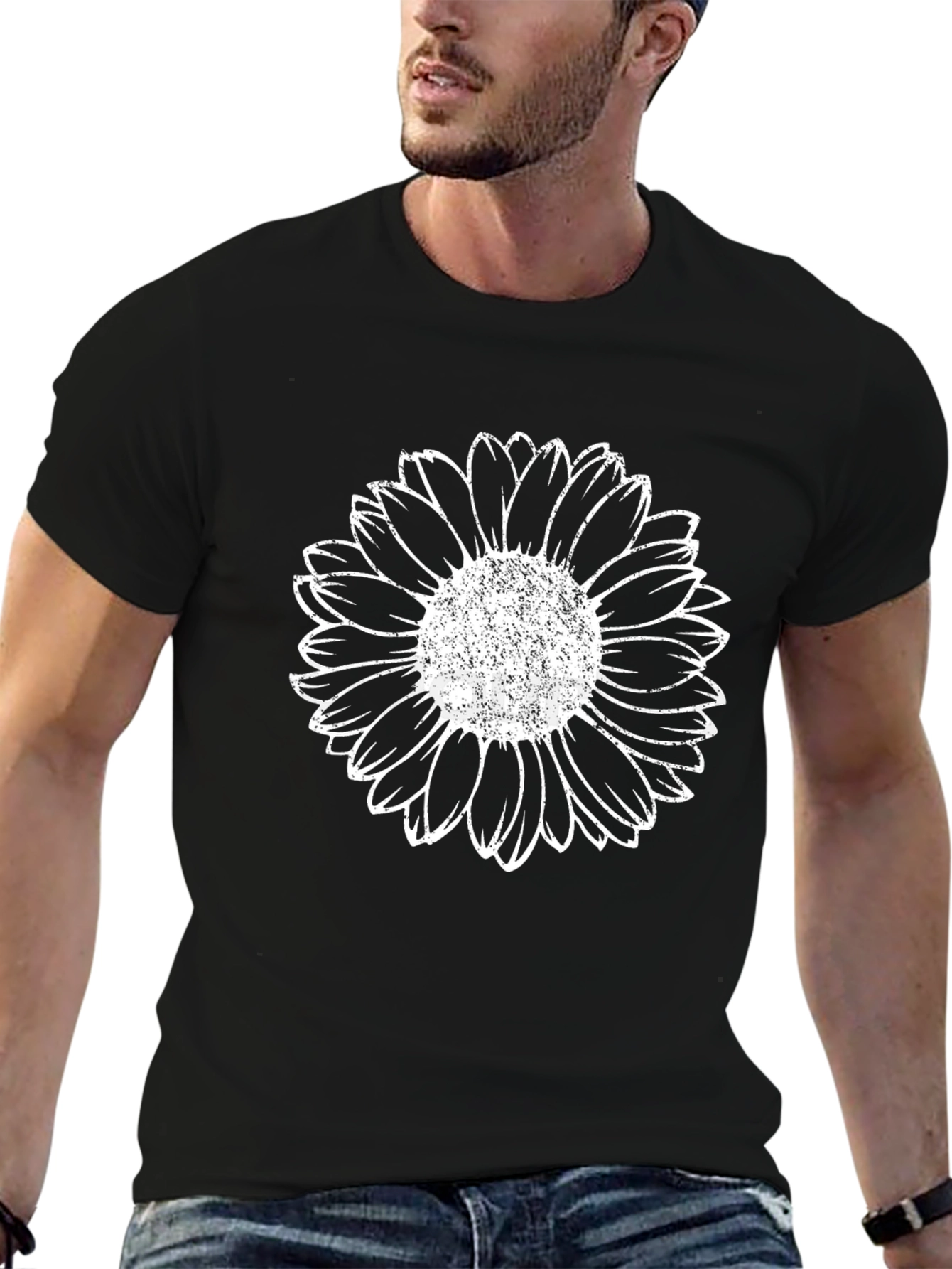 Black Sunflower Graphic Print Crew Neck T-Shirt view 6