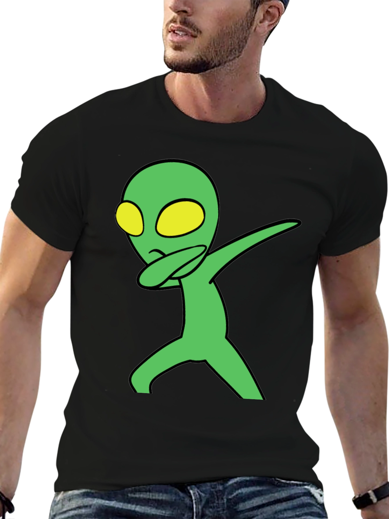Black Alien Dab Graphic T-Shirt - Black Cotton Blend view 6