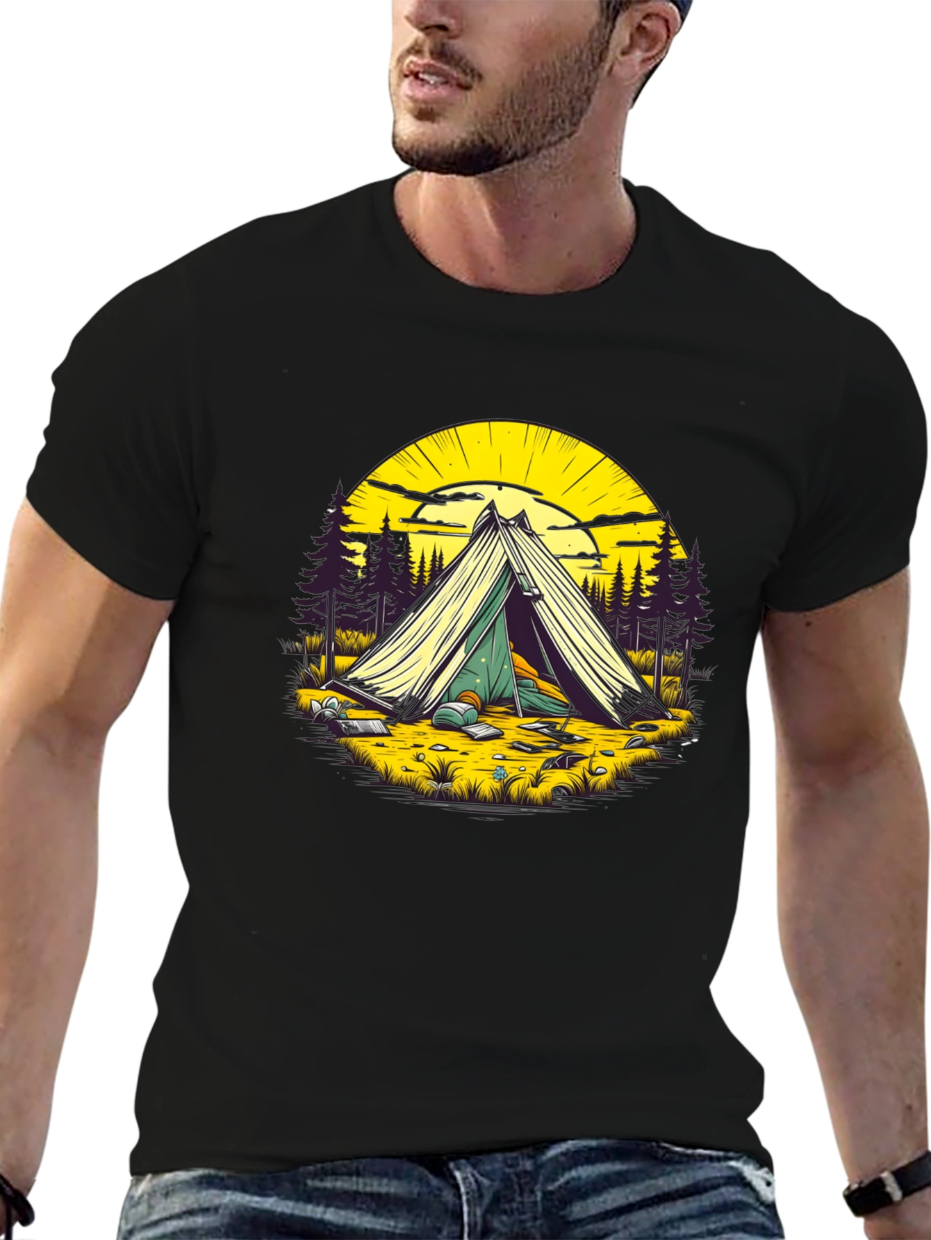 Black Camping Adventure T-Shirt - Nature Lover Apparel view 6
