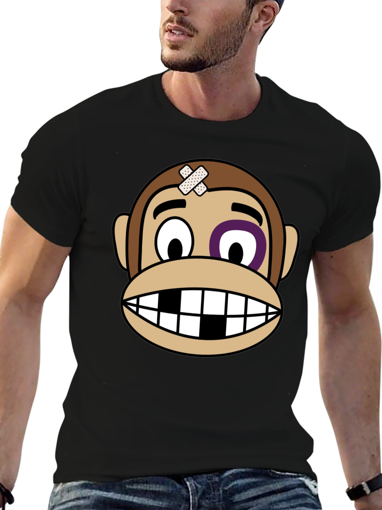 Black Funny Monkey Graphic T-Shirt view 6