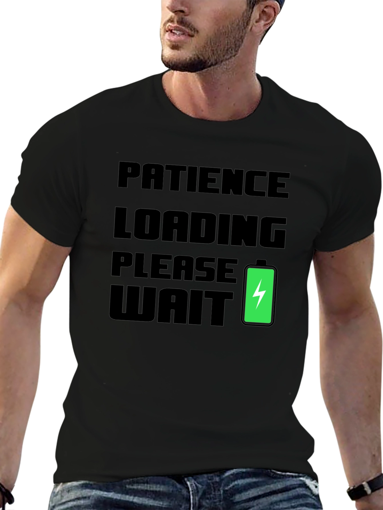 Black Patience Loading Funny Graphic Tee view 6