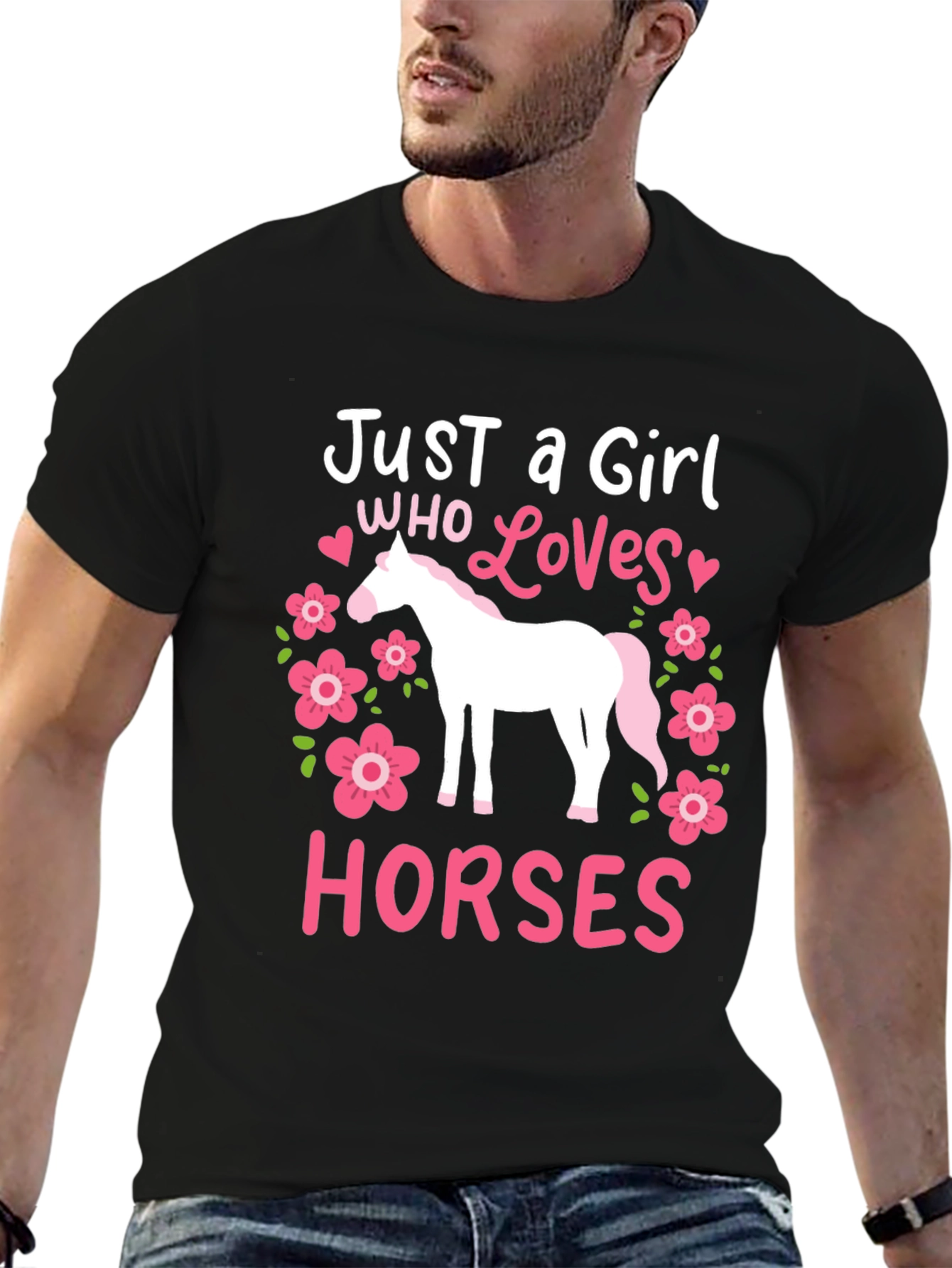 Black Just a Girl Who Loves Horses Graphic Tee view 6