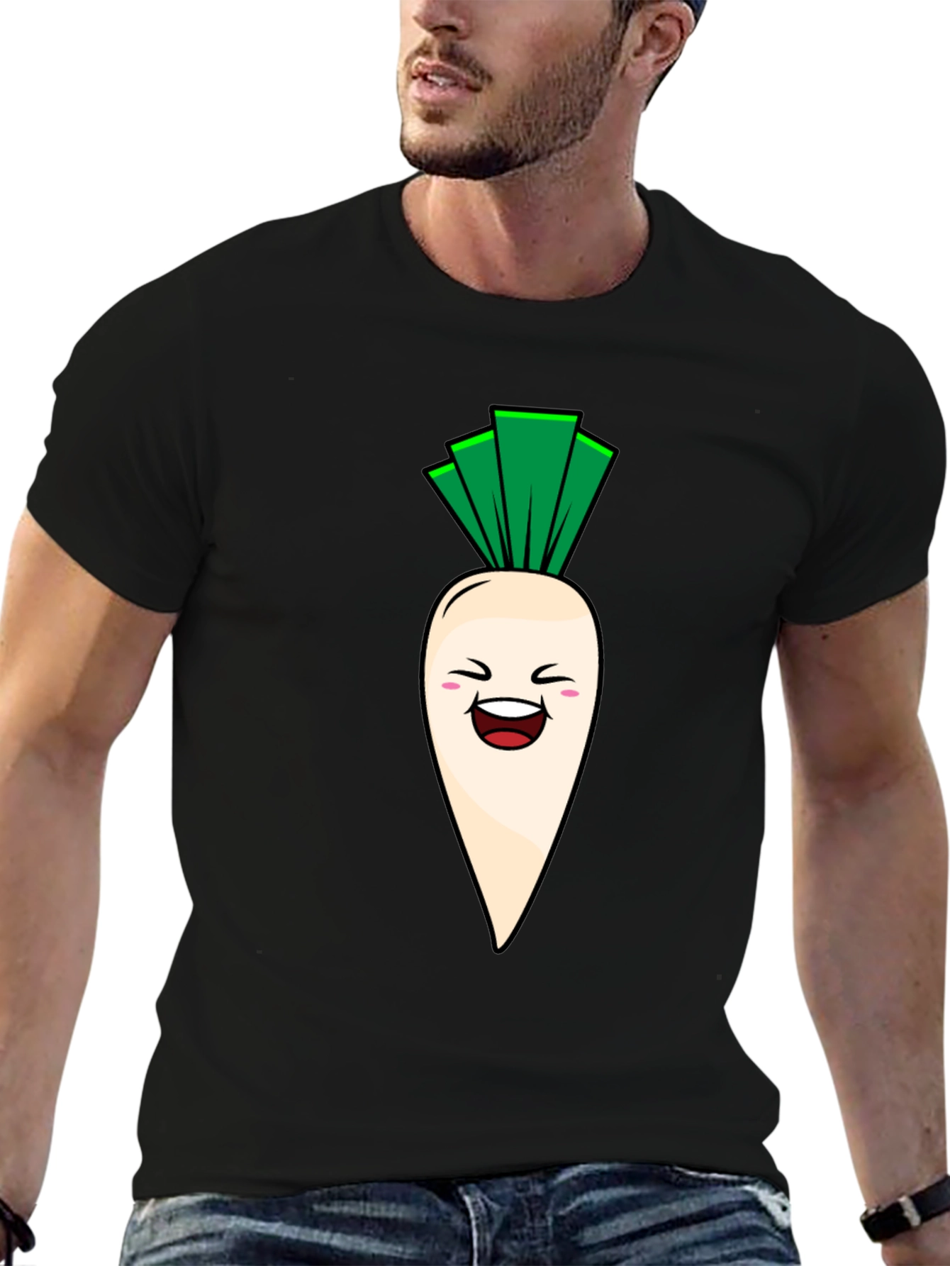 Black Funny Radish Graphic T-Shirt - Unisex view 6