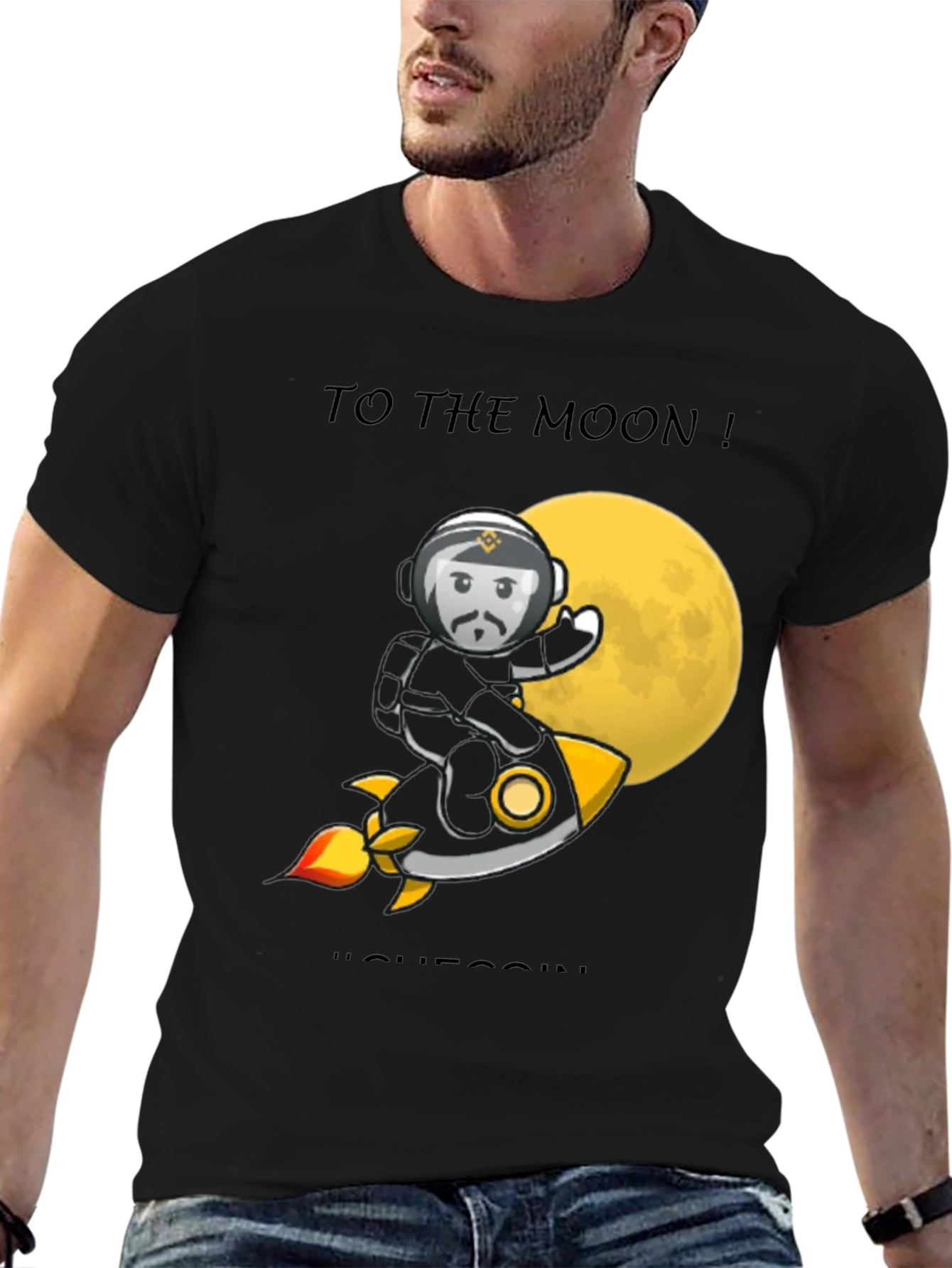 Black To the Moon T-Shirt | Crypto Tee | Black view 6