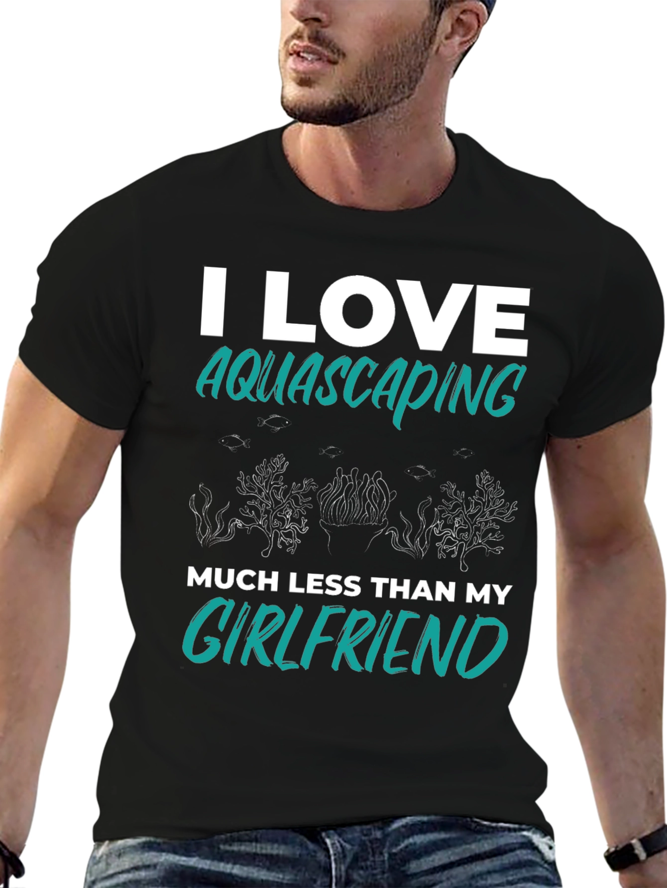Black Aquascaping Girlfriend T-Shirt - I Love Aquascaping Less Than My Girlfriend view 6