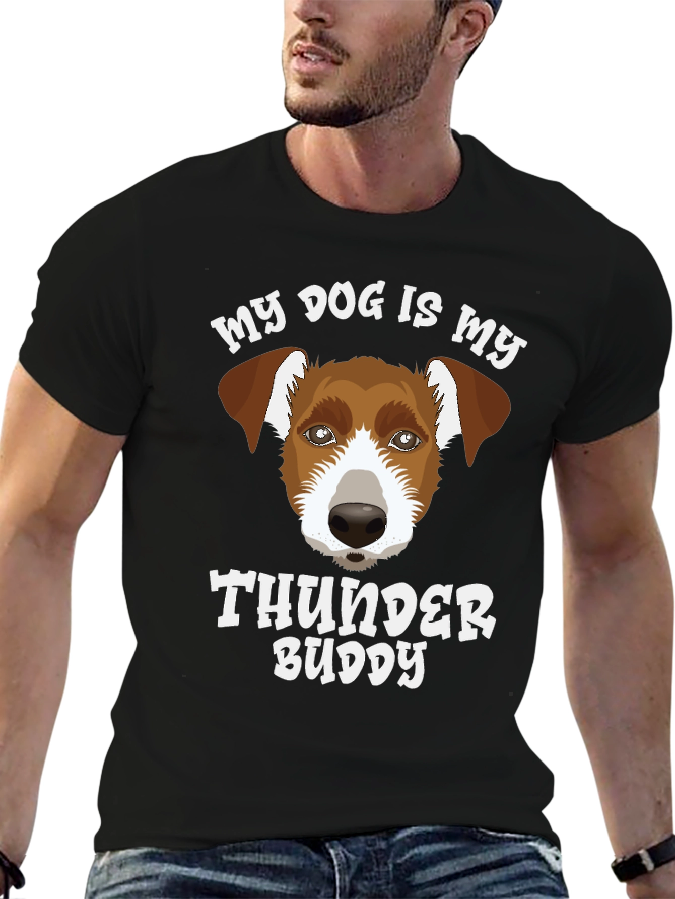 Black Dog Lover T-Shirt - My Dog Is My Thunder Buddy view 6