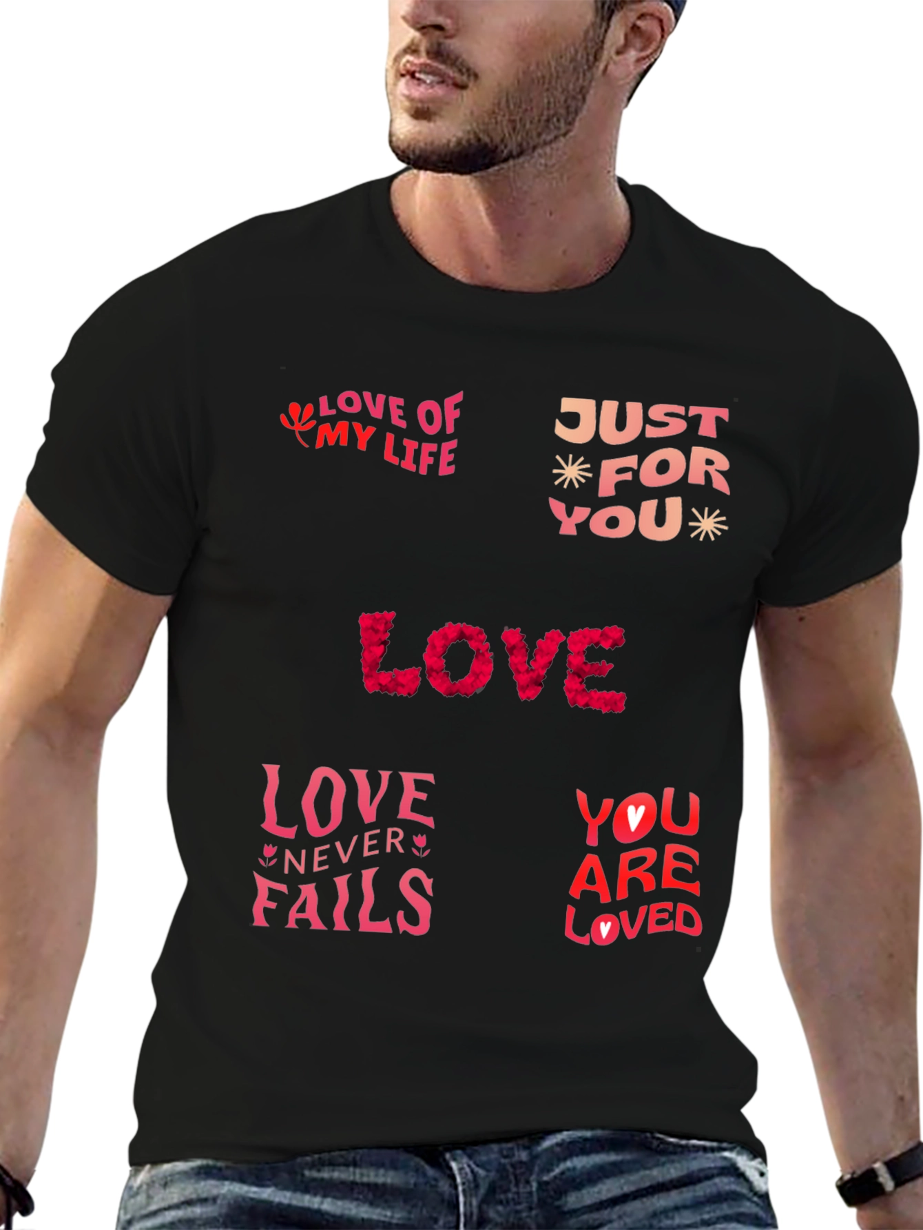 Black Love Themed Graphic Print T-Shirt view 6