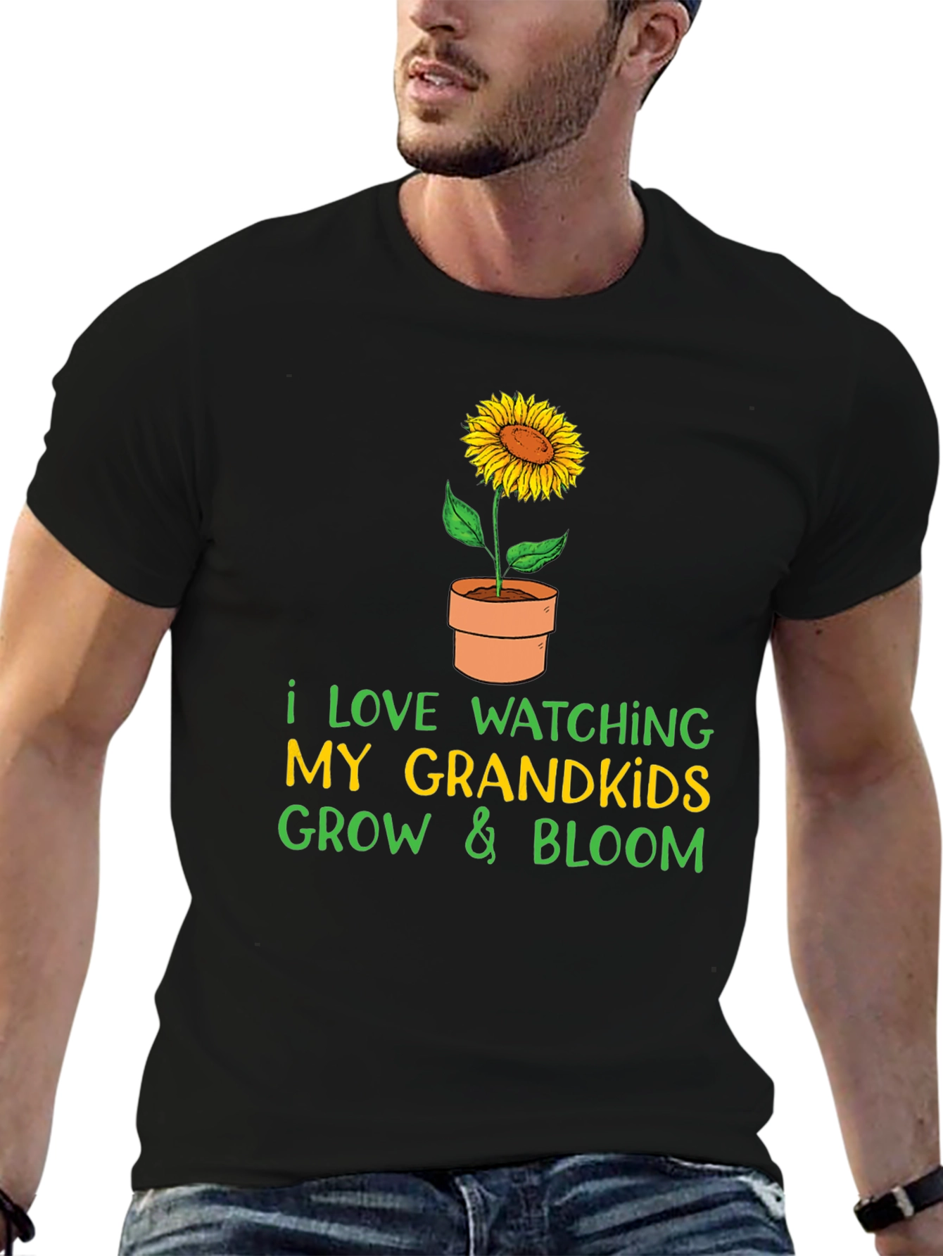 Black Grandparent Sunflower T-Shirt view 6