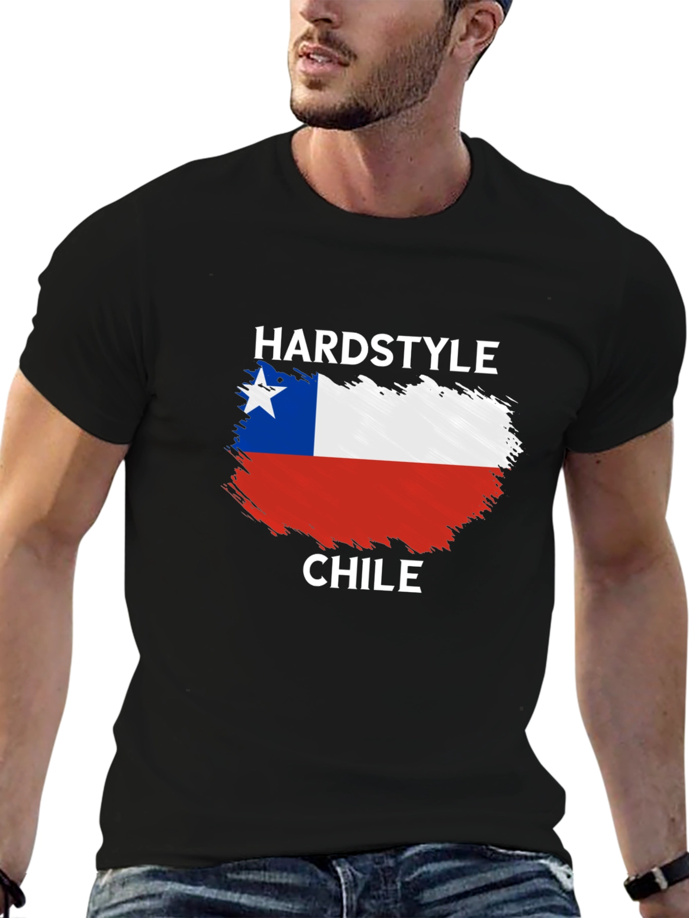 Black Hardstyle Chile Flag T-Shirt view 6