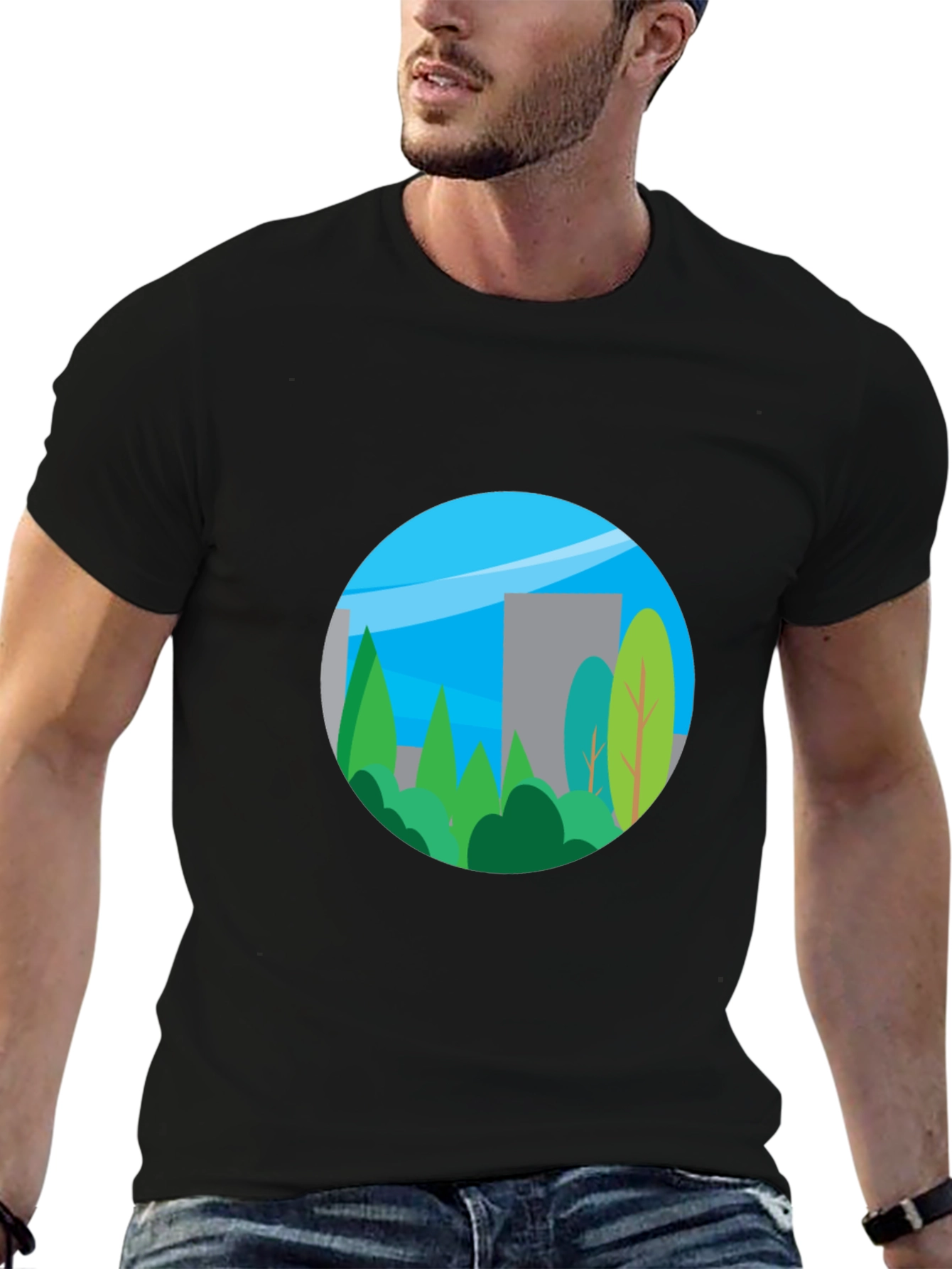 Black Nature Inspired Graphic T-Shirt view 6