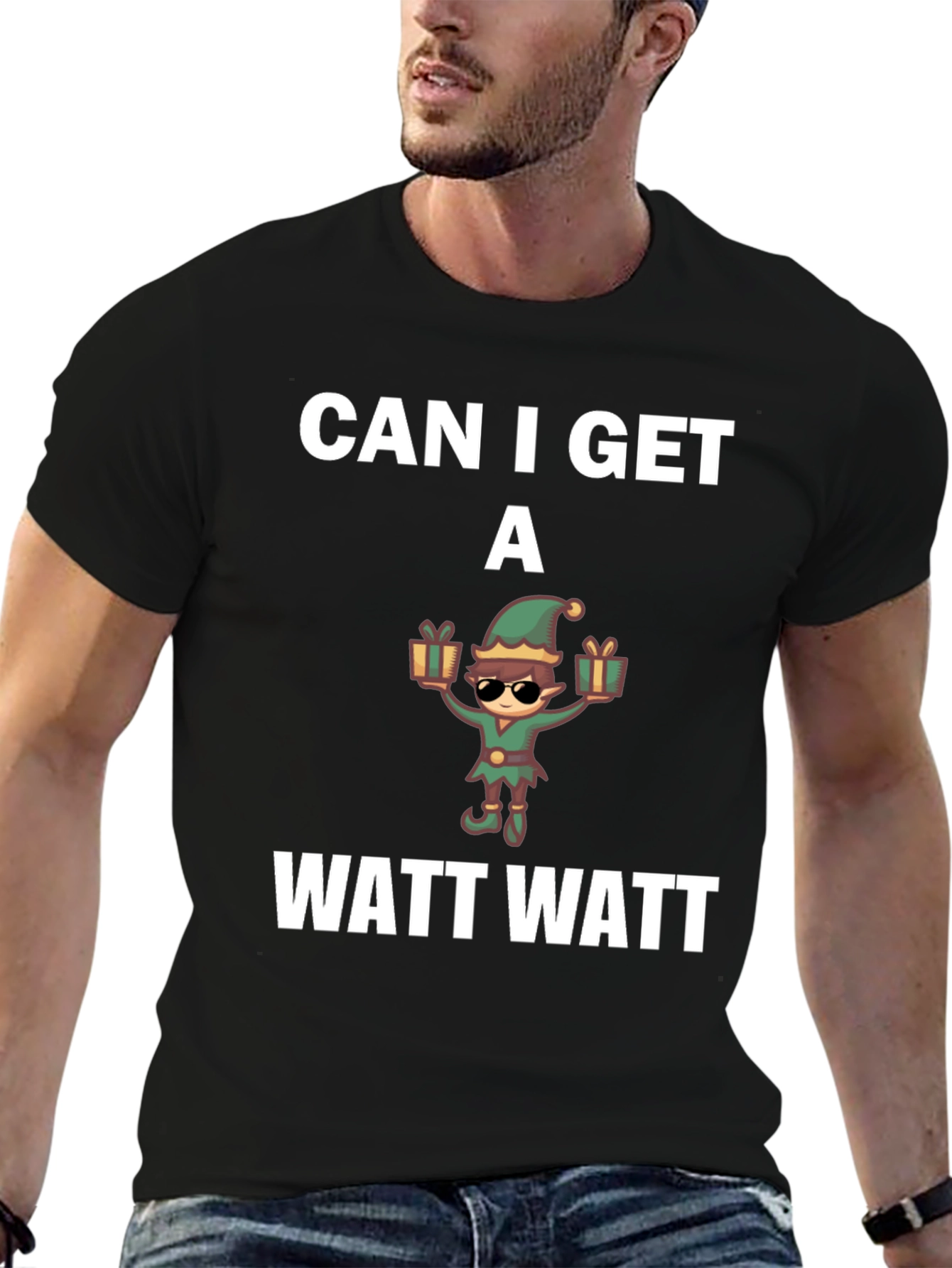 Black Can I Get A Watt Watt T-Shirt view 6