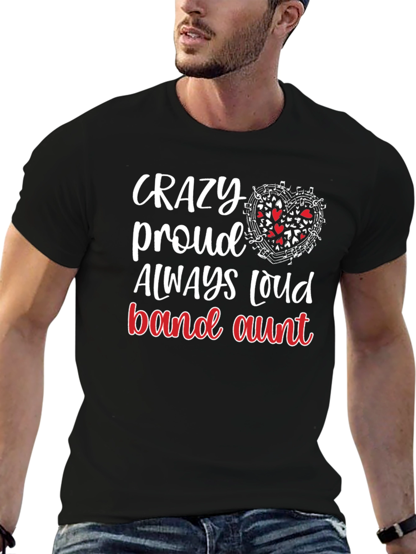 Black Crazy Proud Band Aunt T-Shirt view 6