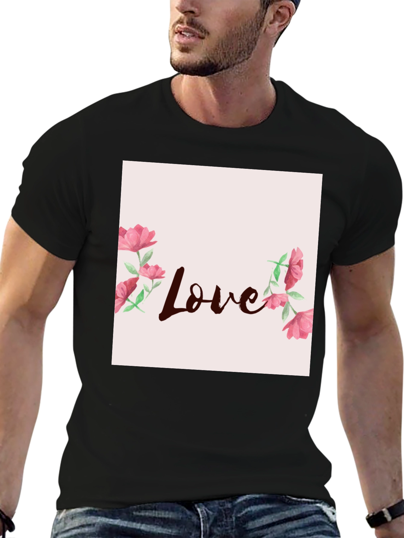 Black Floral Love Graphic Tee - Stylish Casual Wear view 6