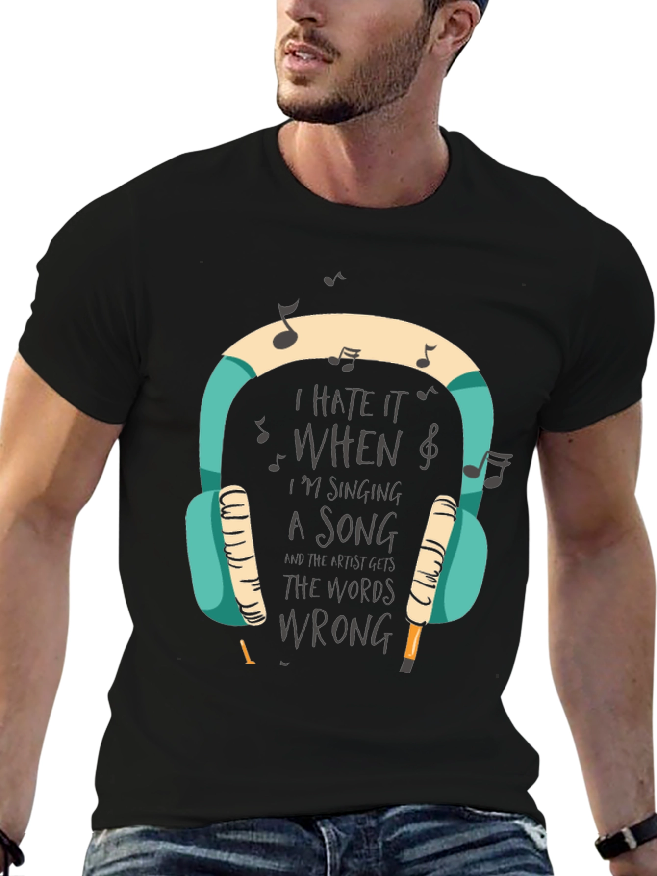 Black I Hate It When I'm Singing T-Shirt view 6