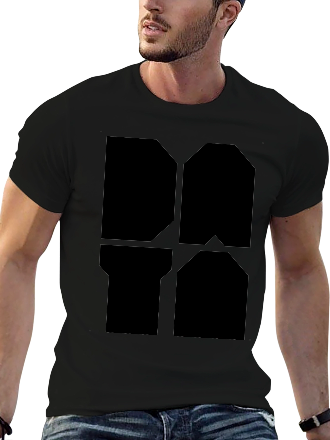 Black Geometric Black Graphic Tee - Modern Style view 6