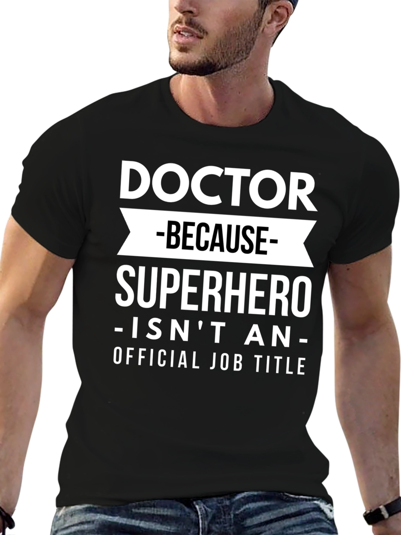Black Doctor Superhero Funny Graphic T-Shirt view 6