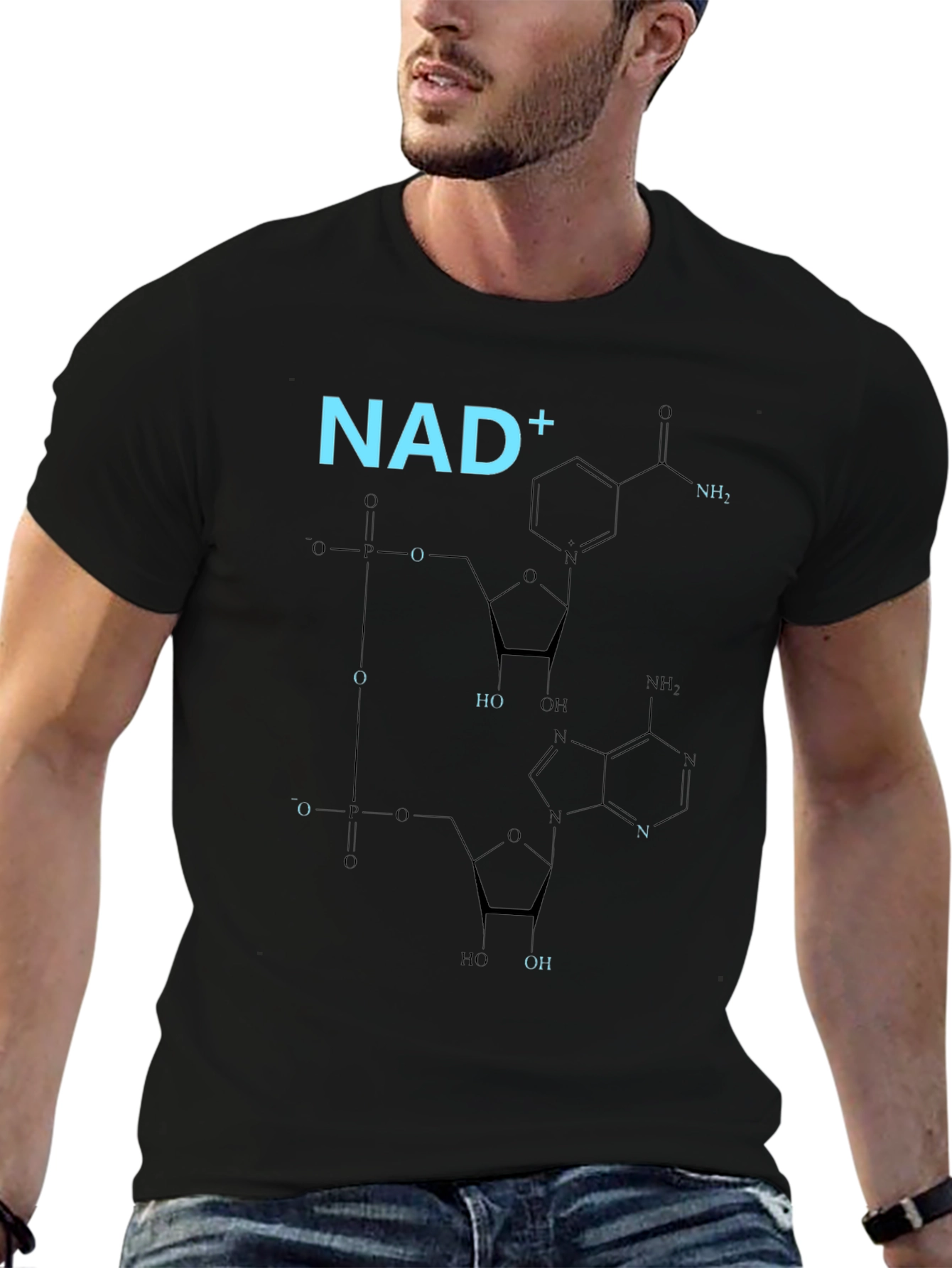 Black NAD+ Molecule T-Shirt - Science Fashion view 6