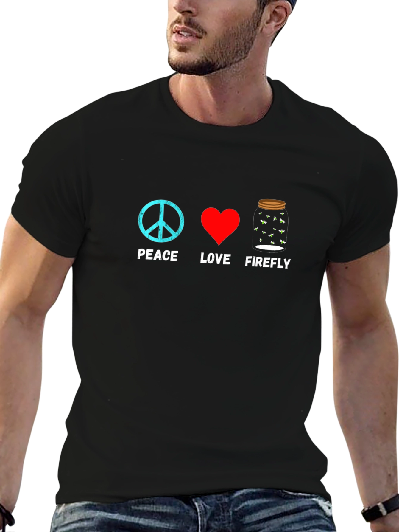 Black Peace Love Firefly Graphic T-Shirt view 6
