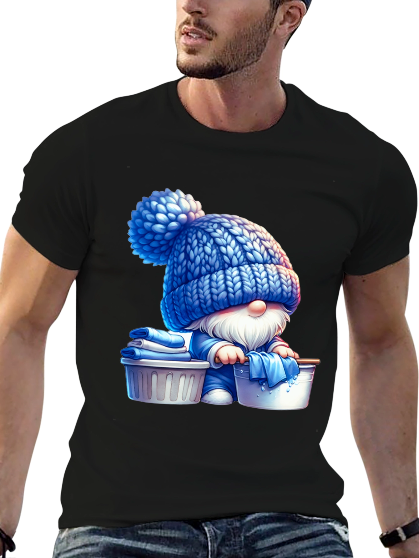 Black Gnome Laundry Day T-Shirt - Unique Graphic Tee view 6