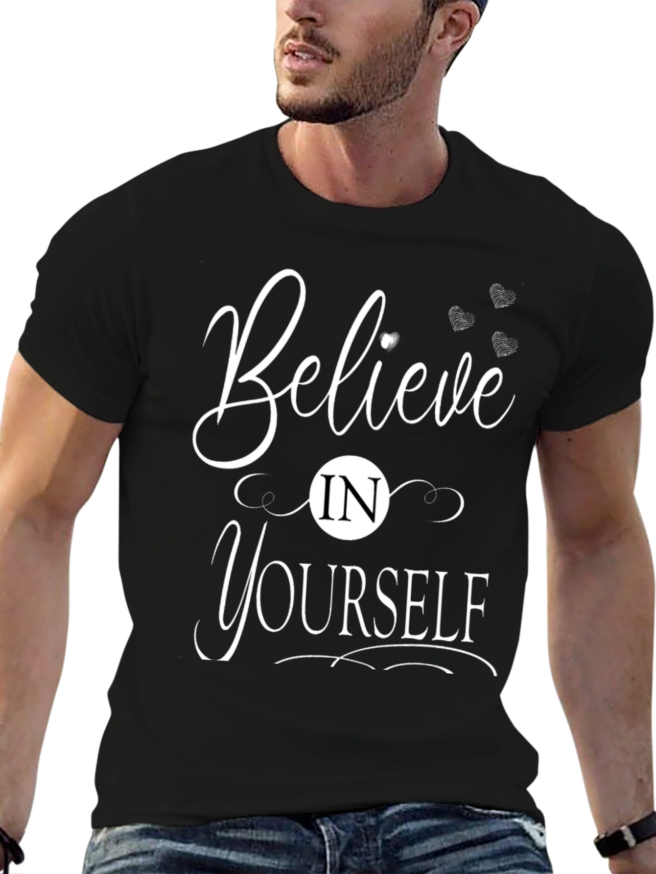 Black Believe In Yourself Graphic T-Shirt - Motivation view 6