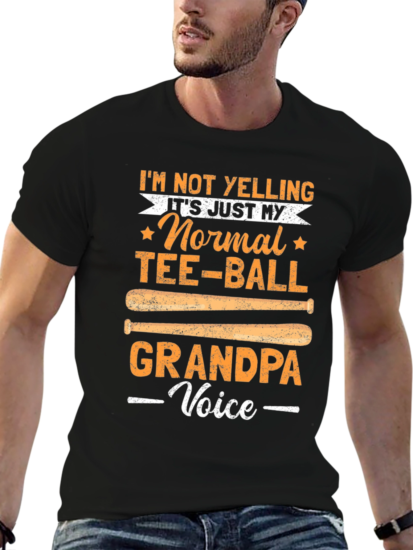 Black Tee-Ball Grandpa Voice T-Shirt view 6