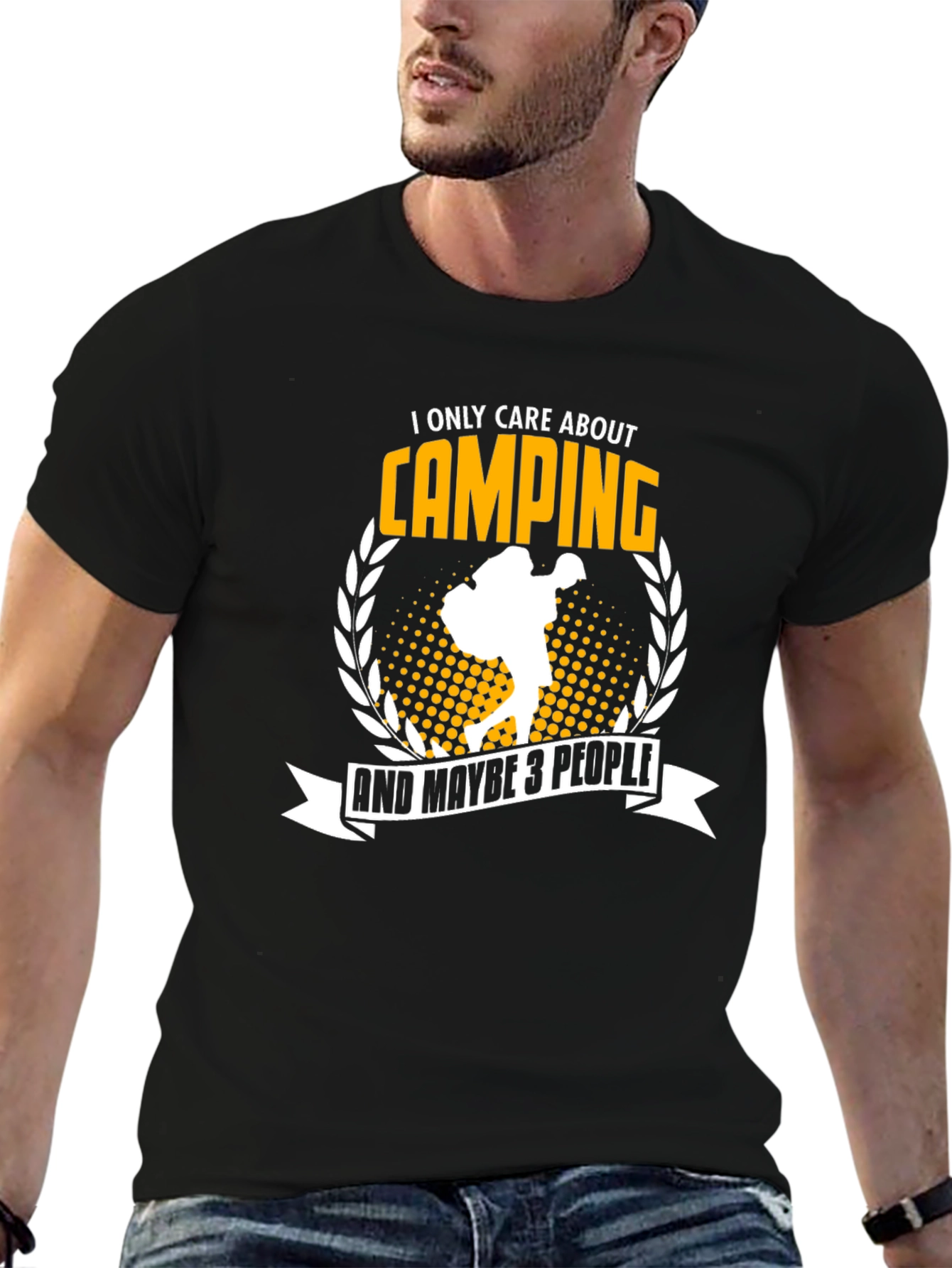Black Camping T-Shirt: I Only Care About Camping view 6