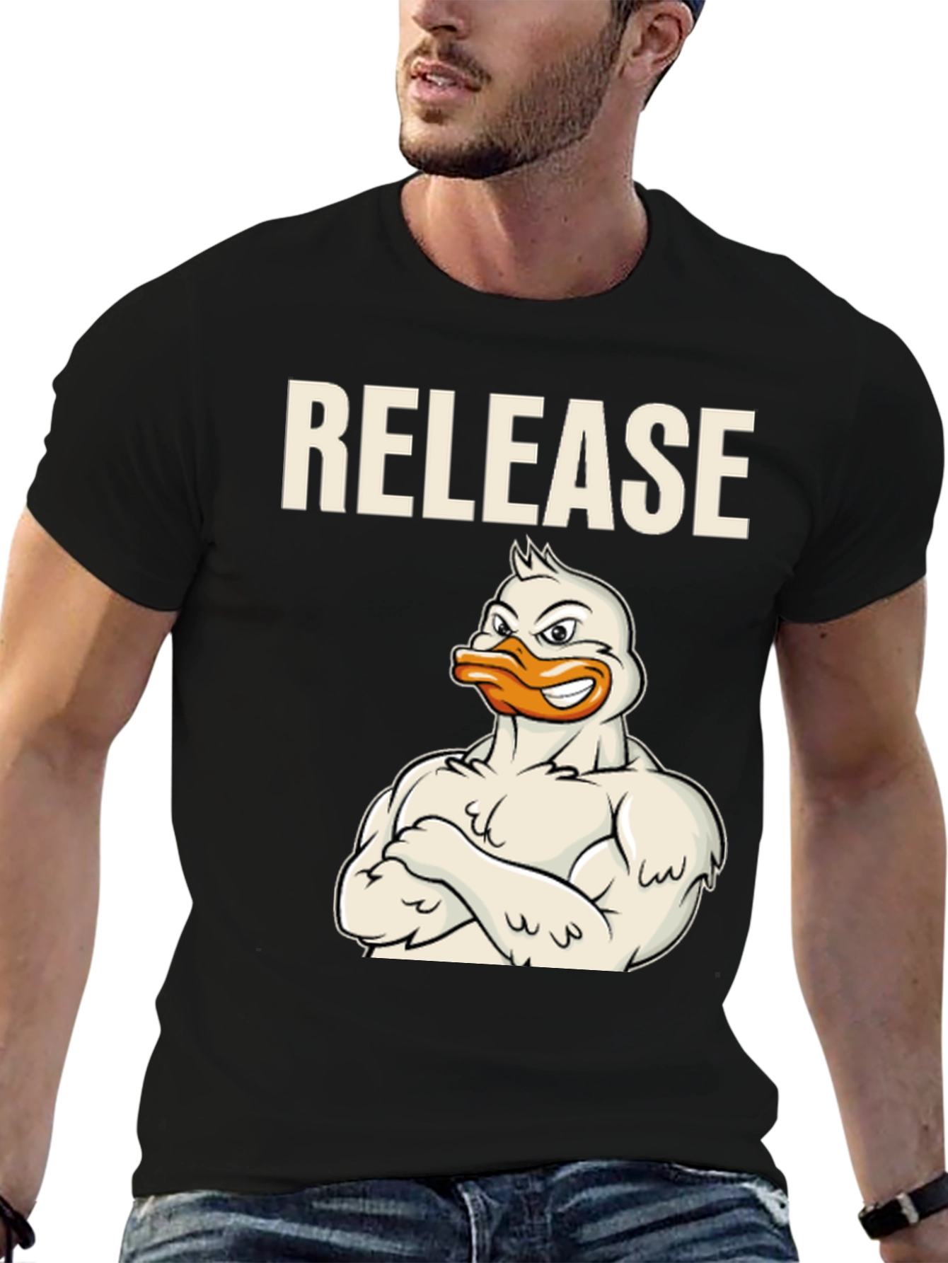 Black Release Duck T-Shirt - Funny Workout Tee view 6