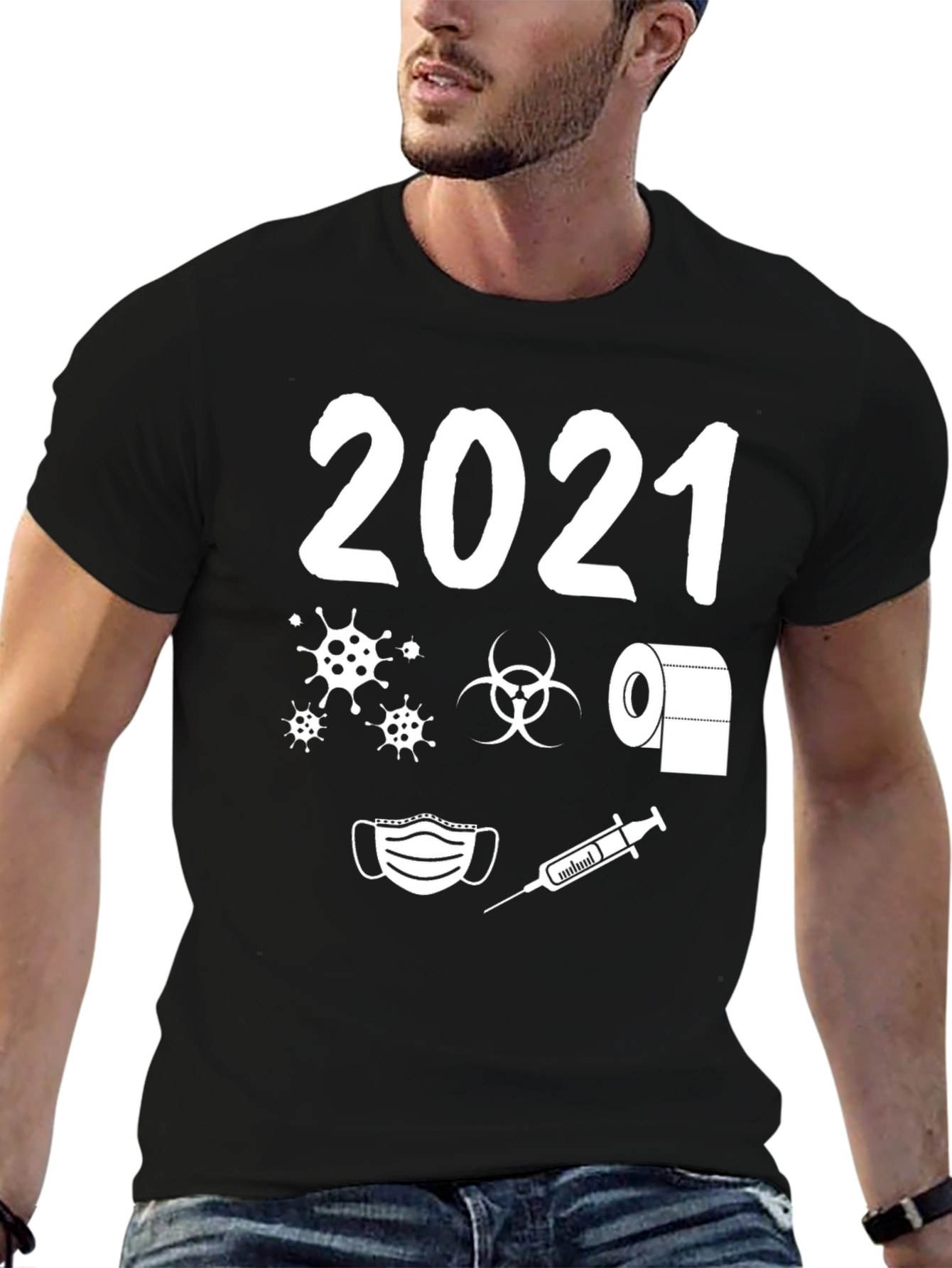 Black 2021 Pandemic Humor T-Shirt - Novelty Graphic Tee view 6