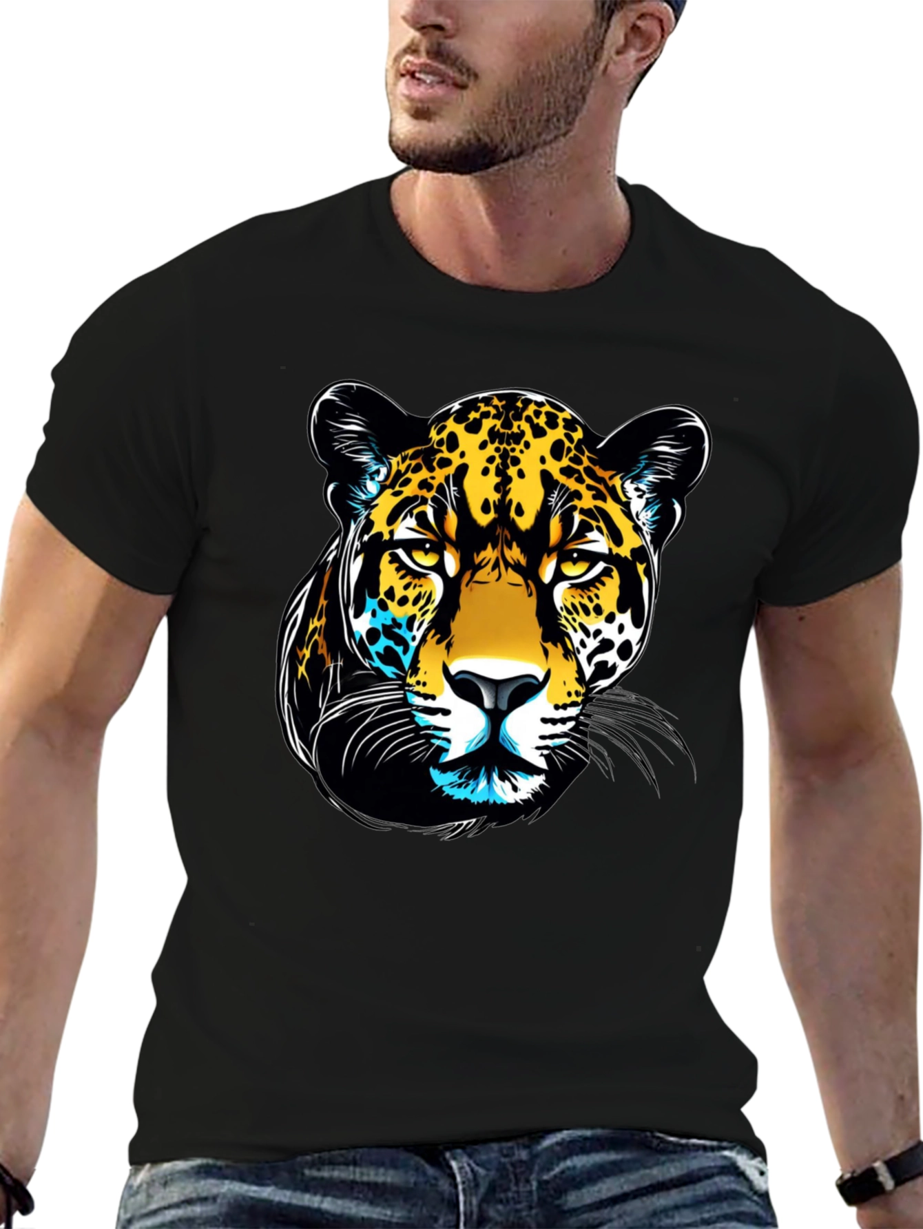 Black Jaguar Graphic Print Black T-Shirt view 6