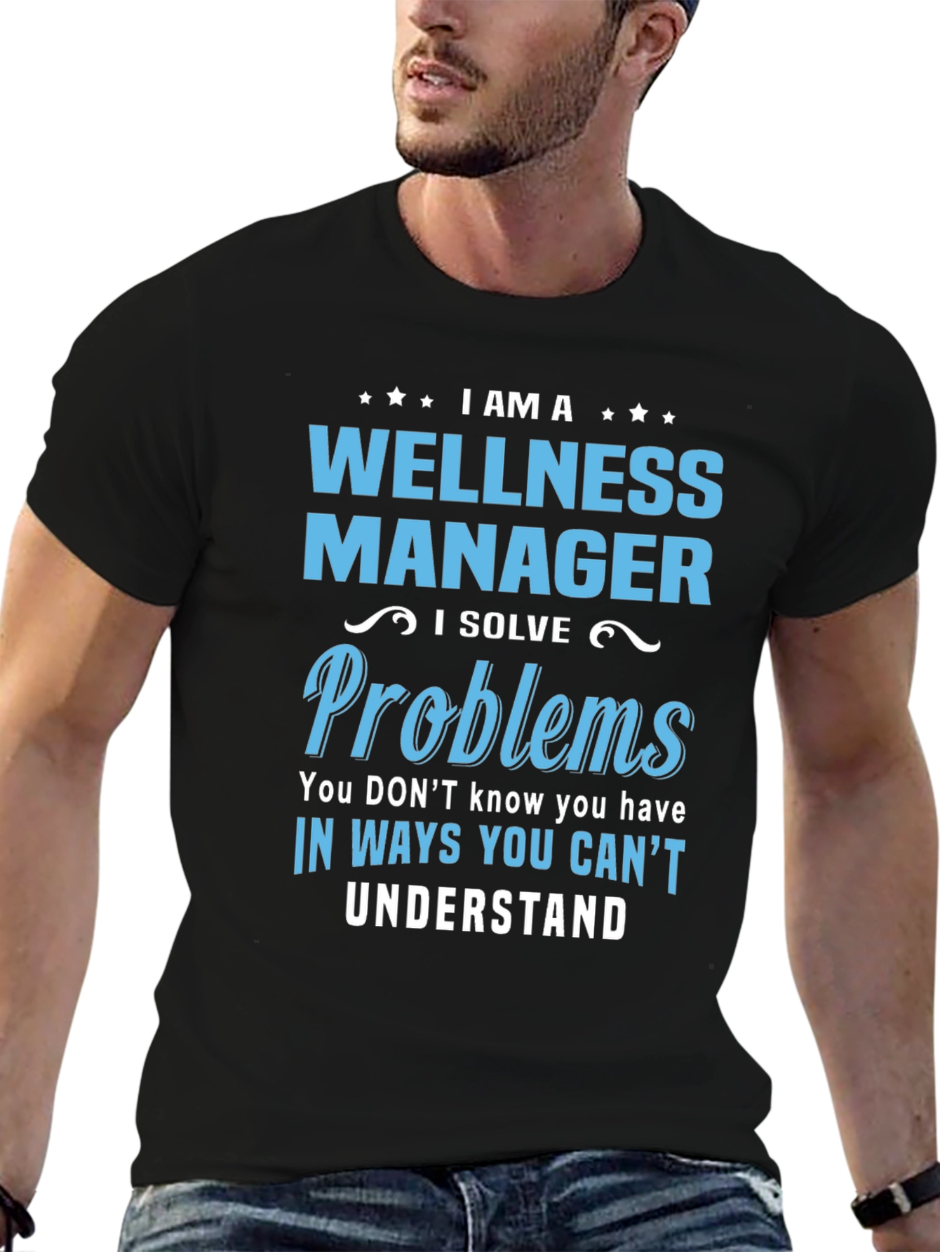 Black Wellness Manager T-Shirt - Problem Solver view 6