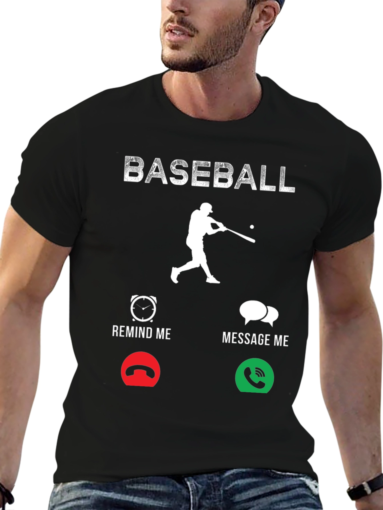 Black Baseball Remind/Message Graphic T-Shirt view 6