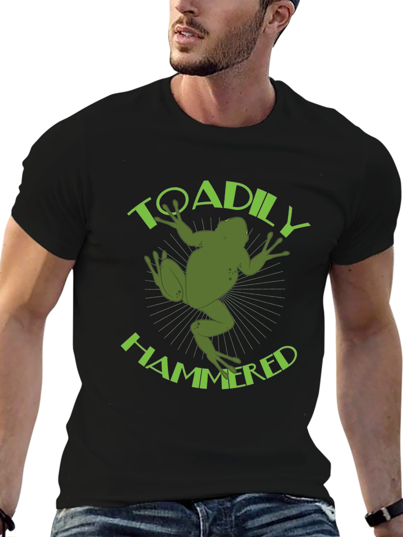 Black Toadally Hammered Frog T-Shirt - Funny Drinking Tee view 6