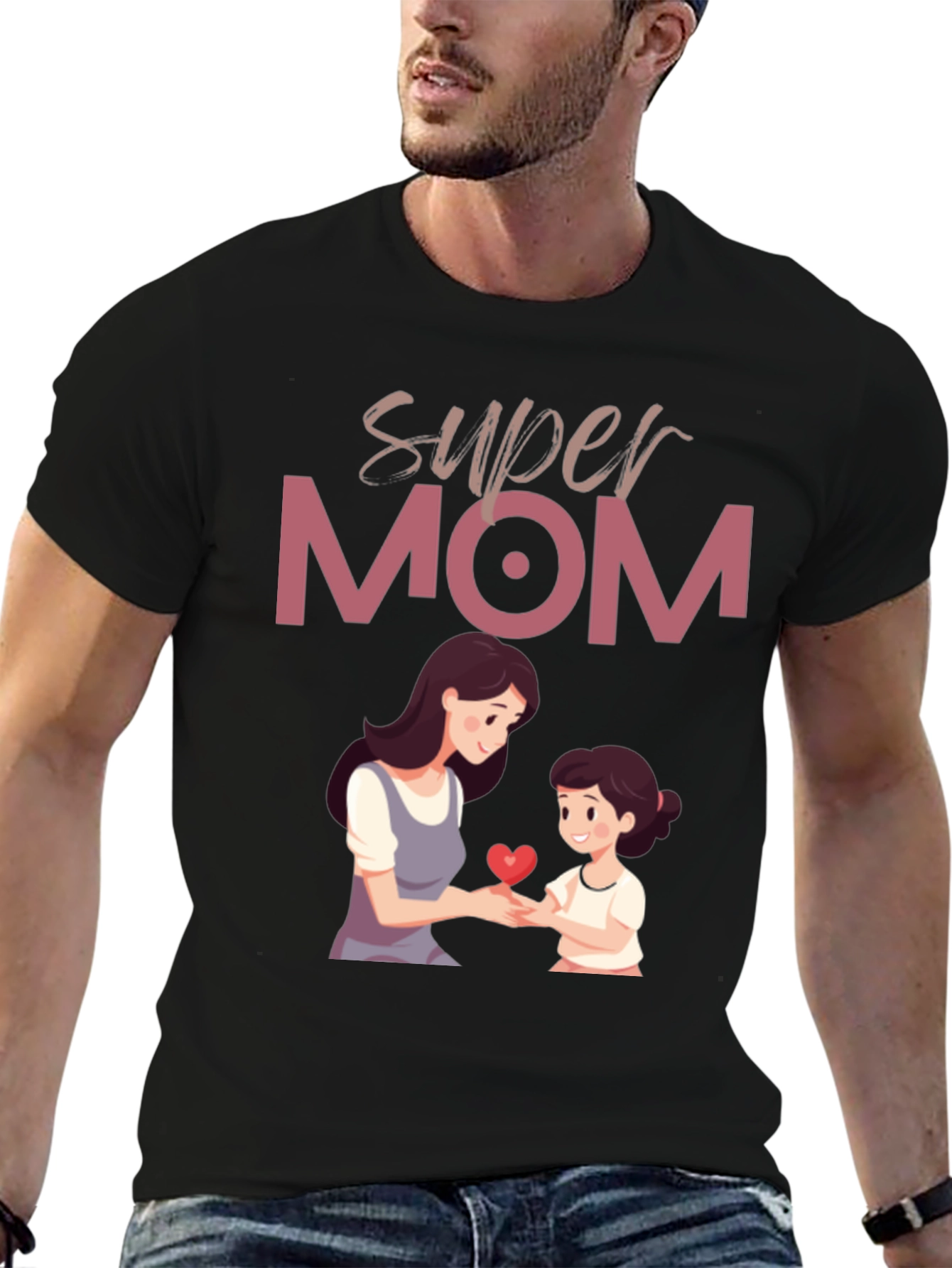 Black Super Mom Graphic Tee - Heartwarming Design view 6