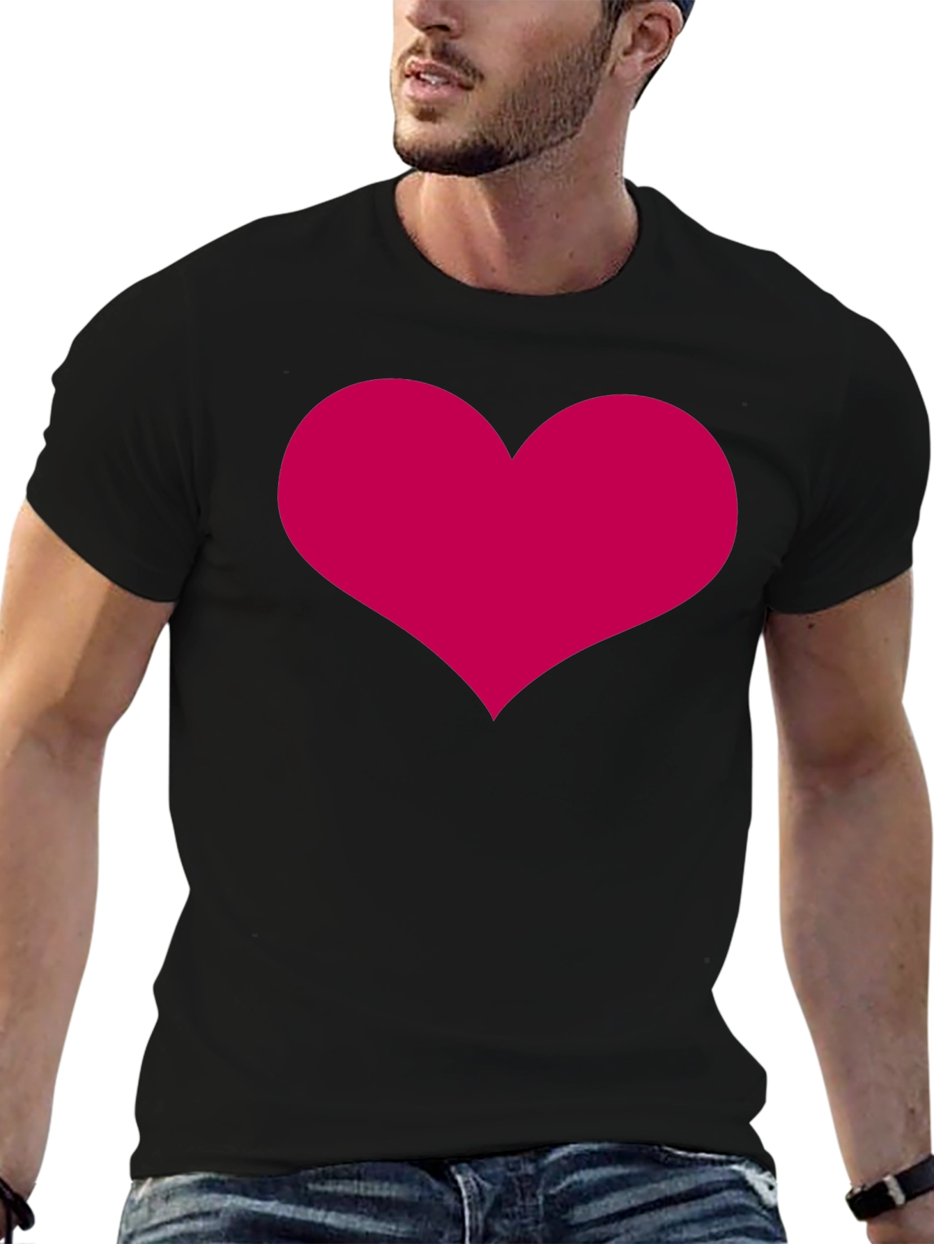 Black Heart Graphic Black T-Shirt Casual Wear view 6