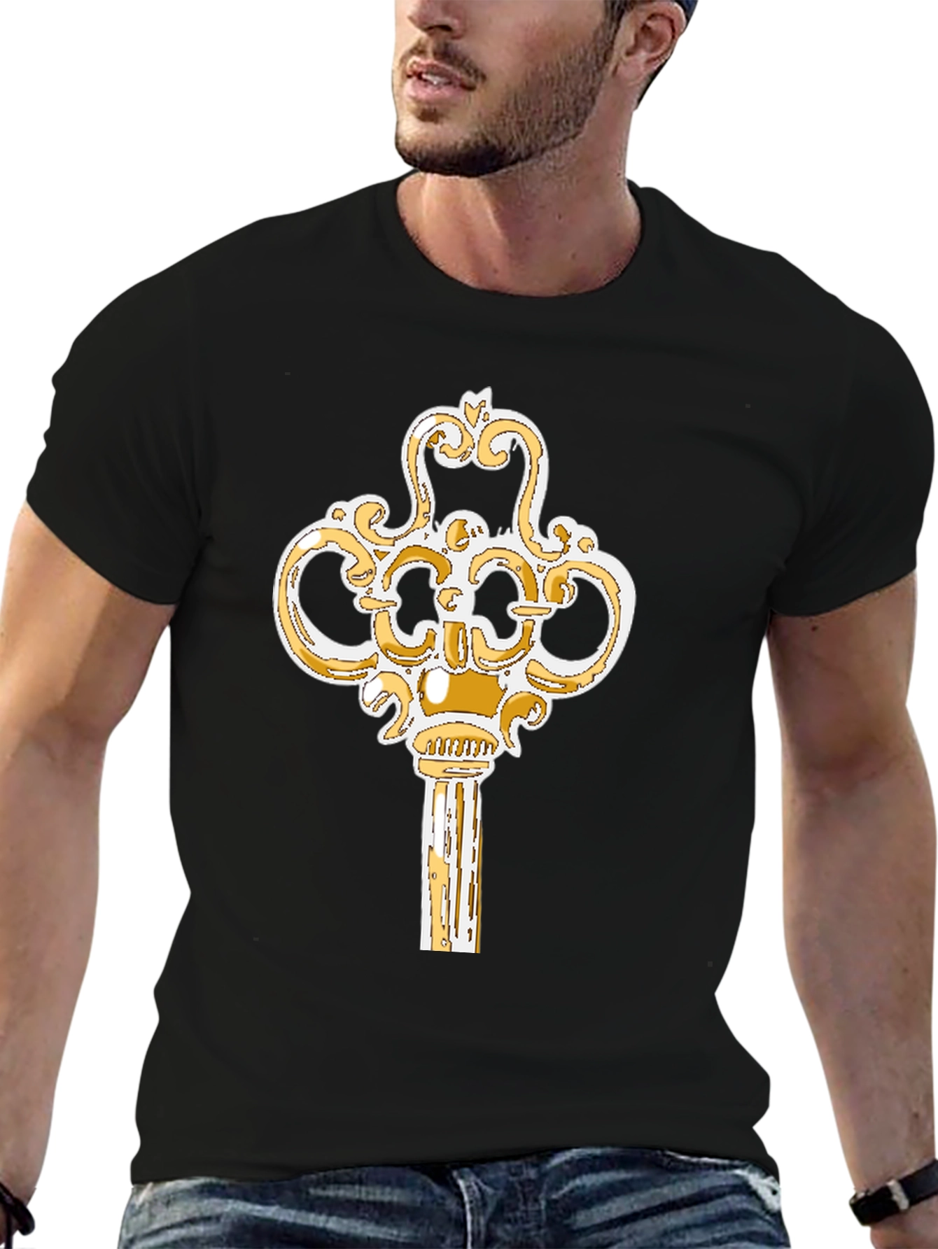 Black Vintage Key Graphic T-Shirt view 6