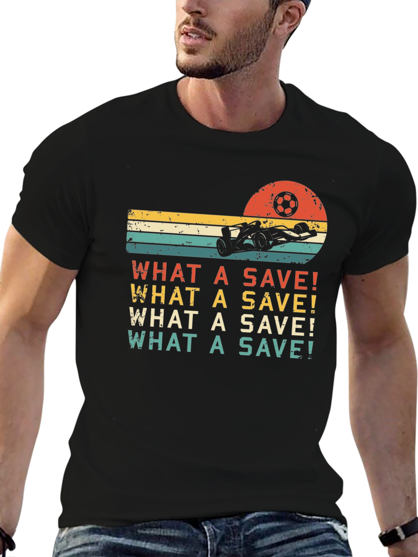 Black Retro What A Save! T-Shirt view 6