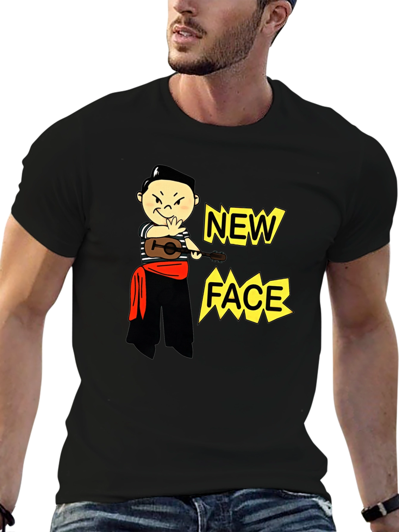 Black New Face Graphic Tee - Unique Design view 6