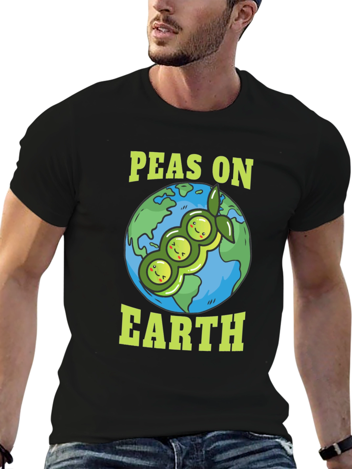 Black Peas on Earth T-Shirt - Vegan Planet Tee view 6